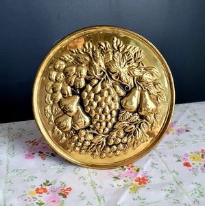 Brass decor - fruit repoussè wall hanging art
